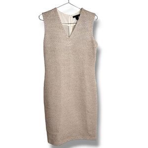 St John Couture Womens Dress Sz 6 Tan White Tweed Sleeveless